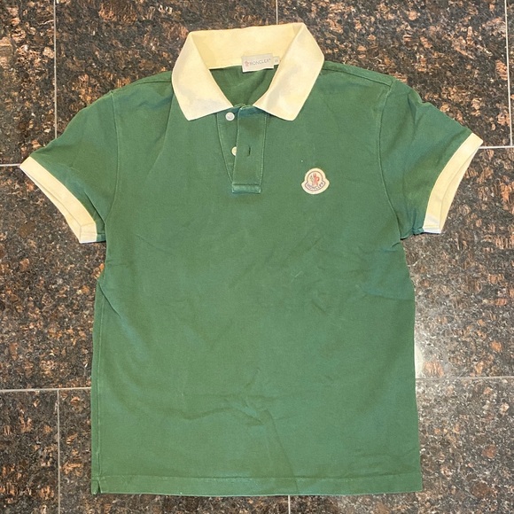 Moncler Women’s Polo Shirt in Green and Cream - Picture 1 of 4